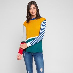 COLOR BLOCK KNIT SWEATER